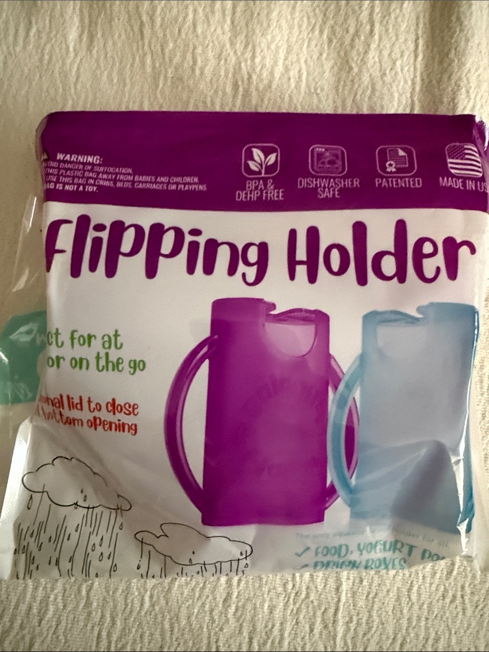 The original Flipping Holder Food & Drink Holder - Color Purple.
